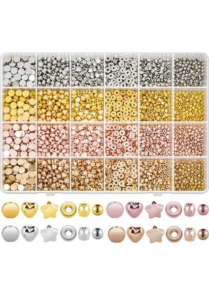 1920PC Spacer Boncuk Seti Takı Yapımı Için Çeşitli Yuvarlak (Yurt Dışından)