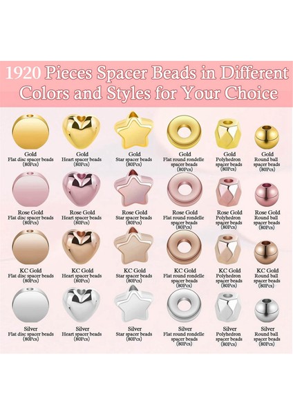 1920PC Spacer Boncuk Seti Takı Yapımı Için Çeşitli Yuvarlak (Yurt Dışından) modelleri