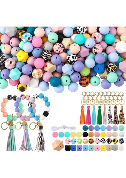 Anahtarlık Yapım Seti Için Silikon Boncuklar 15MM Silikon Boncuklar Toplu (Yurt Dışından)