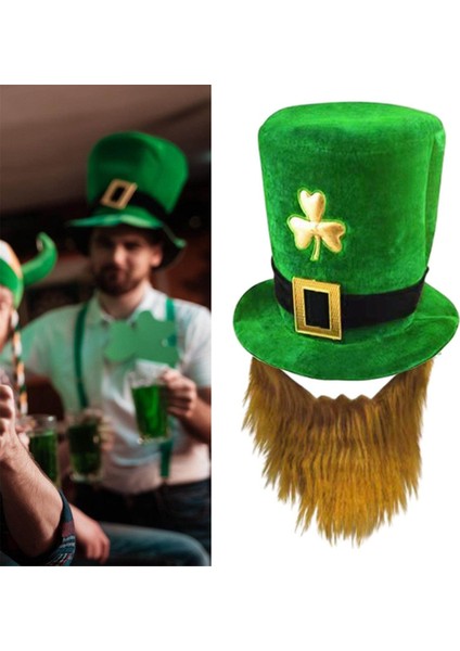 Erkek . Patrick Günü Yeşil Yonca Leprechaun Şapkası (Yurt Dışından)