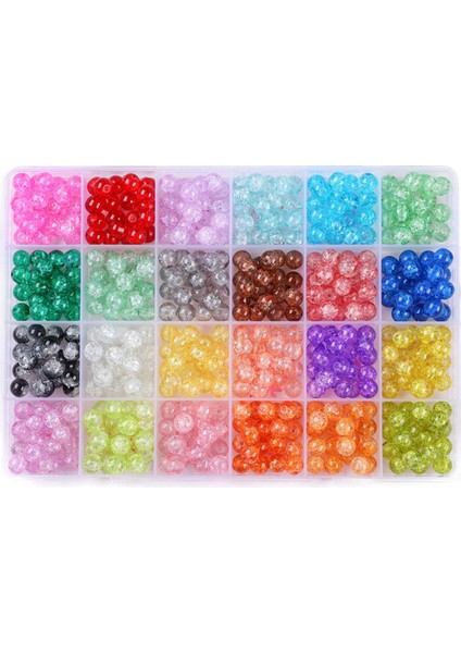 480 Adet Çatlak Cam Boncuklar 8mm Kristal Boncuklar Cam Yuvarlak Bilezik Boncuk (Yurt Dışından)