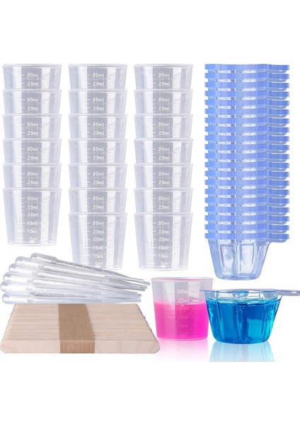 Epoksi Karıştırma Kapları Seti 200 Adet Plastik 30 ml Tek Kullanımlık Ölçüm Kapları (Yurt Dışından)