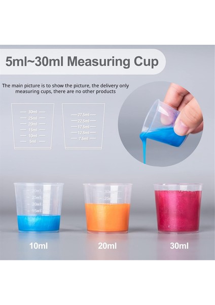 Epoksi Karıştırma Kapları Seti 200 Adet Plastik 30 ml Tek Kullanımlık Ölçüm Kapları (Yurt Dışından)