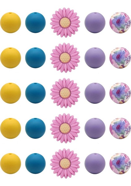 Papatya Silikon Boncuklar Şeftali Beyaz Papatya Çiçekleri Şekilli Gevşek Boncuk (Yurt Dışından)