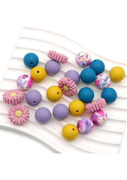 Papatya Silikon Boncuklar Şeftali Beyaz Papatya Çiçekleri Şekilli Gevşek Boncuk (Yurt Dışından) modelleri