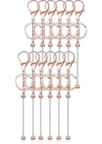 12 Adet Boncuklu Anahtarlık Barları Gül Altın (Yurt Dışından)