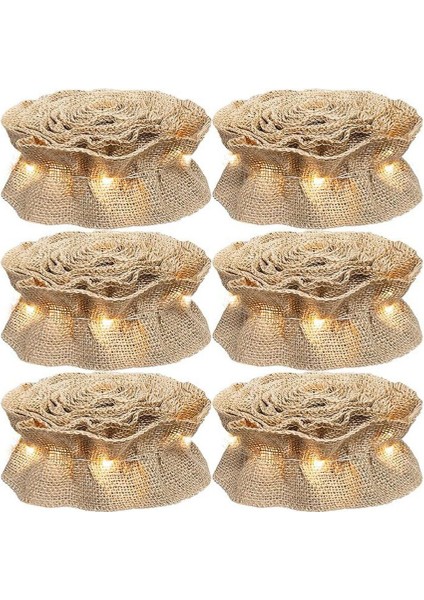 6 Rulo LED Rustik Noel Ağacı Çelengi Kurdele El Sanatları Kahverengi (Yurt Dışından)