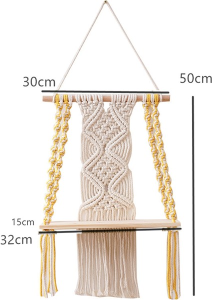 Tek Katlı Makrome Boho Duvar Askılı Raf (Yurt Dışından) fiyatları