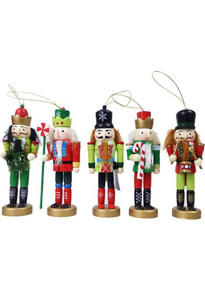 5 Adet 12 cm Fındıkkıran Noel Asker Süsü Kukla Noel Masası (Yurt Dışından)