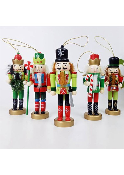 5 Adet 12 cm Fındıkkıran Noel Asker Süsü Kukla Noel Masası (Yurt Dışından)
