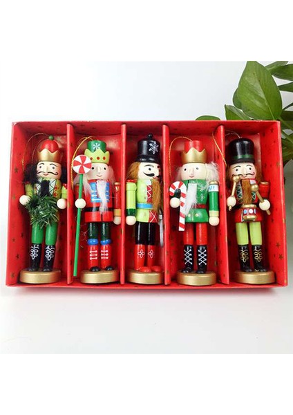 5 Adet 12 cm Fındıkkıran Noel Asker Süsü Kukla Noel Masası (Yurt Dışından)