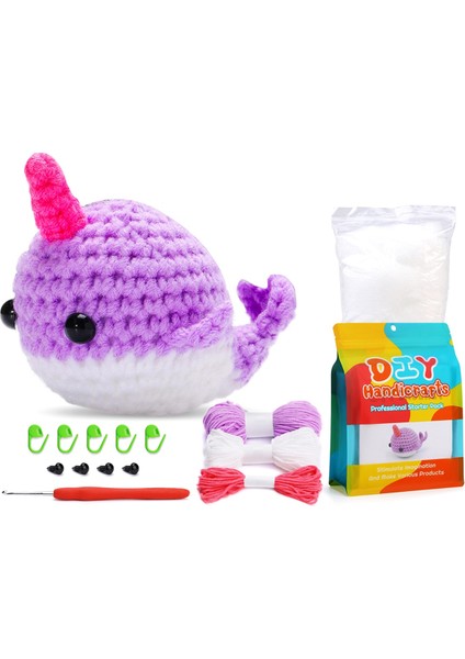 Balina Tığ Işi Seti Örgü Iplik Iğneleri Peluş Bebek Kolay Mor (Yurt Dışından)