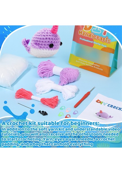 Balina Tığ Işi Seti Örgü Iplik Iğneleri Peluş Bebek Kolay Mor (Yurt Dışından) fırsatları