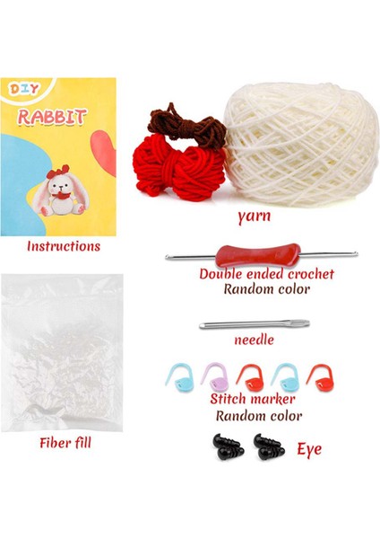 Dıy Tavşan Tığ Işi Seti Örgü Ipliği Iğneleri Peluş Bebek Kolay (Yurt Dışından) modelleri