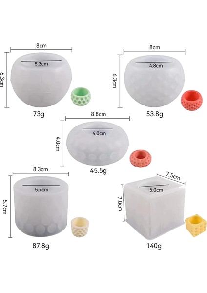 5 Adet Silikon Mum Kalıpları Mum Yapımı Için Set (Yurt Dışından)