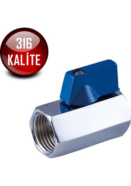 Paslanmaz Çelik Mini Vana Dişi-Dişi Krom 316 Kalite PN63 Bsp