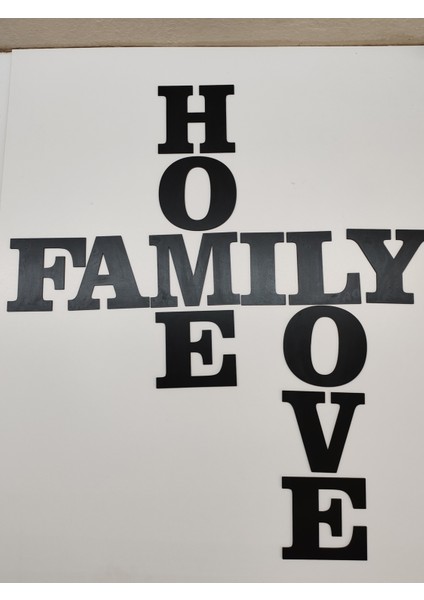 Home Family Love Ev Dekorasyonu Duvar Yazısı Siyah Mdf (15 cm Harf)