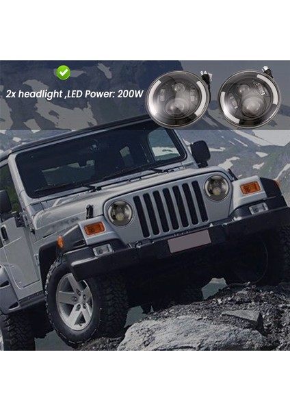 7 Inç LED Far Yuvarlak 200W Halo Açı Gözler Drl 2 Adet Için (Yurt Dışından)