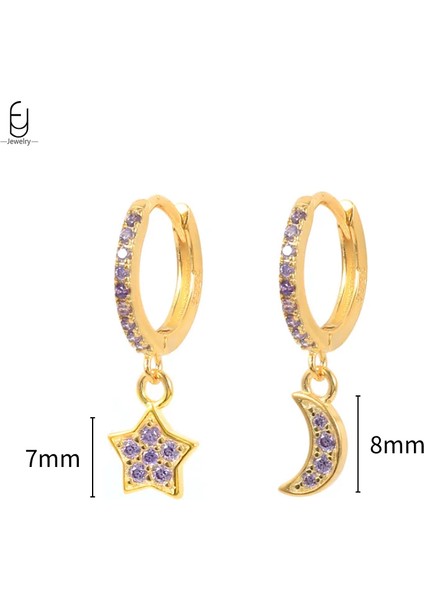 925 Ayar Gümüş Iğne Yüksek Kalite Mor Zirkon Altın Halka Küpeler Kadınlar Için Moda Kalp Şeklinde Küpe Parti Lüks Takı (Yurt Dışından)