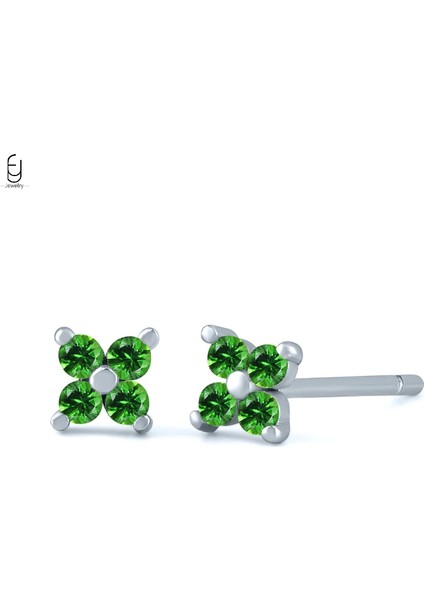 925 Ayar Gümüş Iğne Yeşil Zirkon Altın Küpe Kalp Şeklinde Küpe Kadın Zarif Küpe Süslemeleri Lüks Takı Hediyeler (Yurt Dışından)