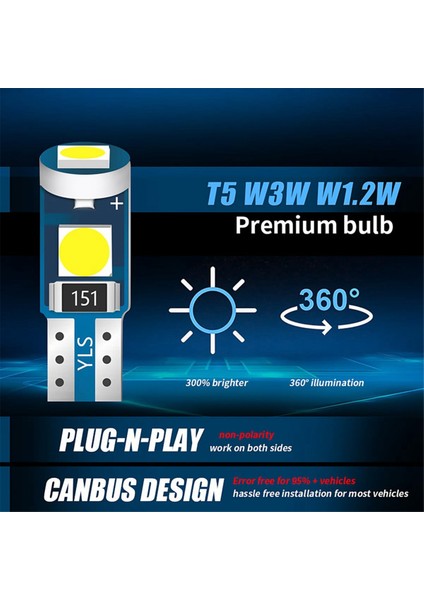 20 Adet T5 LED Işık Araba Gösterge Paneli Göstergesi 3030-3SMD-YEŞIL (Yurt Dışından)