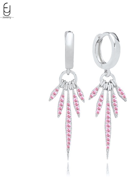 925 Ayar Gümüş Iğne Lüks Pembe Kolye Küpe Kadınlar Için Sevimli Kalp Şeklinde Gümüş Küpe Moda Takı Hediyeler (Yurt Dışından)