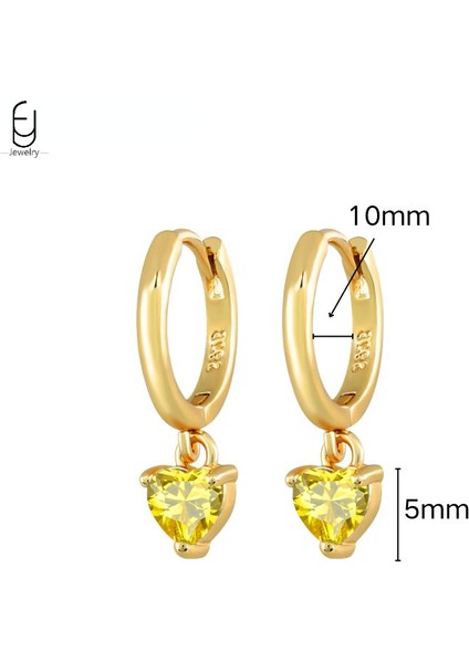 925 Ayar Gümüş Saplama Küpe Moda Halka Küpe Turuncu/sarı Kolye Altın Küpe Yüksek Takı Kadın Hediye (Yurt Dışından)