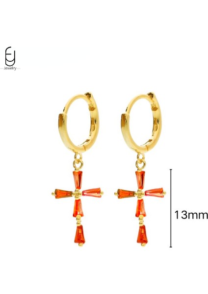 925 Ayar Gümüş Saplama Küpe Moda Halka Küpe Turuncu/sarı Kolye Altın Küpe Yüksek Takı Kadın Hediye (Yurt Dışından)