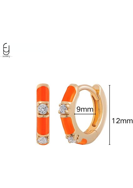 925 Ayar Gümüş Saplama Küpe Moda Halka Küpe Turuncu/sarı Kolye Altın Küpe Yüksek Takı Kadın Hediye (Yurt Dışından)