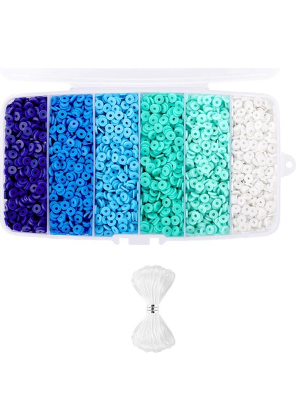 6000 Adet Bilezik Yapımı Için Kil Boncuk Polimer Kil Boncuk Mavi (Yurt Dışından)