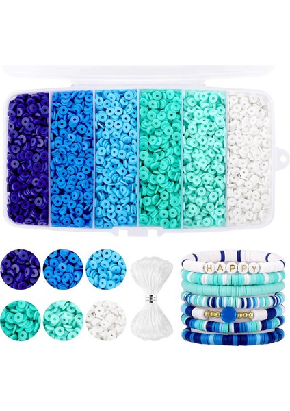6000 Adet Bilezik Yapımı Için Kil Boncuk Polimer Kil Boncuk Mavi (Yurt Dışından) fiyatları