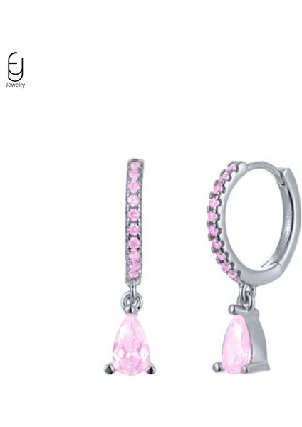 925 Ayar Gümüş Iğne Lüks Pembe Kolye Küpe Kadınlar Için Sevimli Kalp Şeklinde Gümüş Küpe Moda Takı Hediyeler (Yurt Dışından)