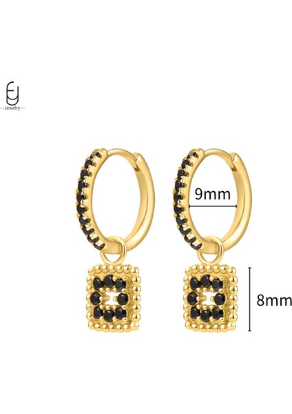 925 Ayar Gümüş Saplama Küpeler, Şık Halka Küpeler, Siyah Kolye Altın Küpeler, Yüksek Kaliteli Kadın Takı Hediyeleri (Yurt Dışından)