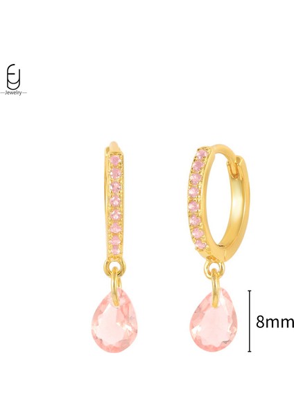 925 Ayar Gümüş Iğne Lüks Pembe Zirkon Altın Küpe Kadınlar Için Kalp Şeklinde Yıldız Kolye Küpe Parti Güzel Takı Hediyeler (Yurt Dışından)