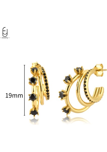 925 Ayar Gümüş Saplama Küpeler, Şık Halka Küpeler, Siyah Kolye Altın Küpeler, Yüksek Kaliteli Kadın Takı Hediyeleri (Yurt Dışından)