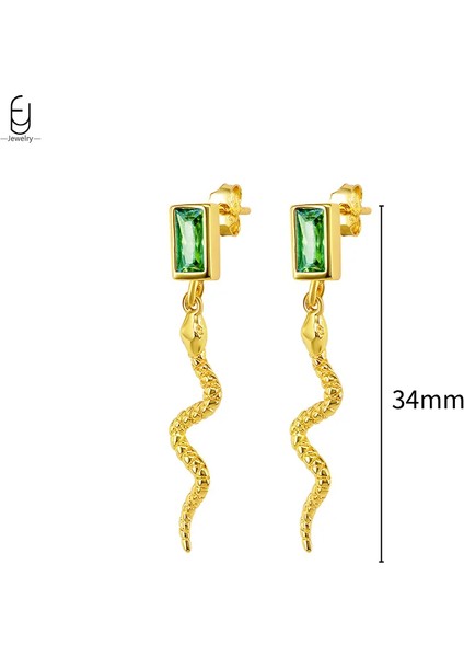 925 Ayar Gümüş Iğne Yeşil Zirkon Altın Küpe Kalp Şeklinde Küpe Kadın Zarif Küpe Süslemeleri Lüks Takı Hediyeler (Yurt Dışından)