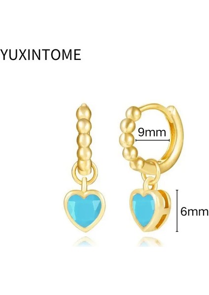 925 Gümüş Damızlık Turkuaz Halka Küpe Bayan Ins Tarzı Narin Çiçek Mavi Delici Huggie Küpe Takı (Yurt Dışından)