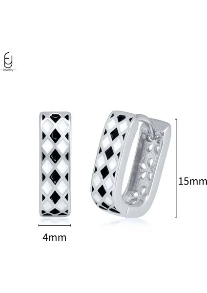 925 Ayar Gümüş Saplama Küpeler, Şık Halka Küpeler, Siyah Kolye Gümüş Küpeler, Yüksek Kaliteli Kadın Takı Hediyeleri (Yurt Dışından)