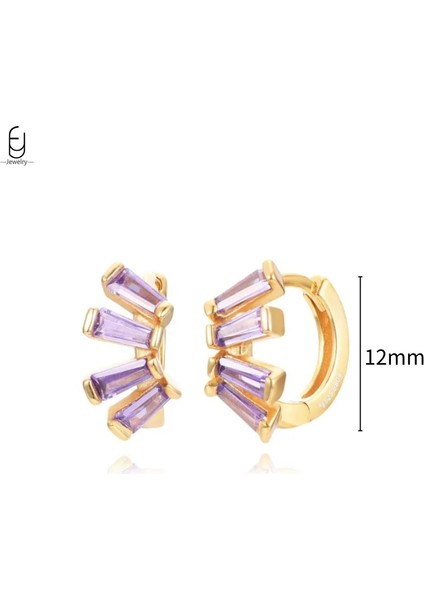 925 Ayar Gümüş Iğne Yüksek Kalite Mor Zirkon Altın Halka Küpeler Kadınlar Için Moda Kalp Şeklinde Küpe Parti Lüks Takı (Yurt Dışından)