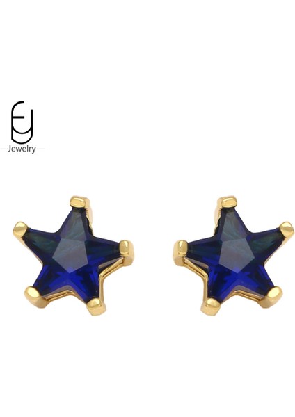 925 Ayar Gümüş Küpe Moda Halka Küpeler Koyu Mavi Kolye Altın Küpe Yüksek Kaliteli Kadın Takı Lüks Hediye (Yurt Dışından)