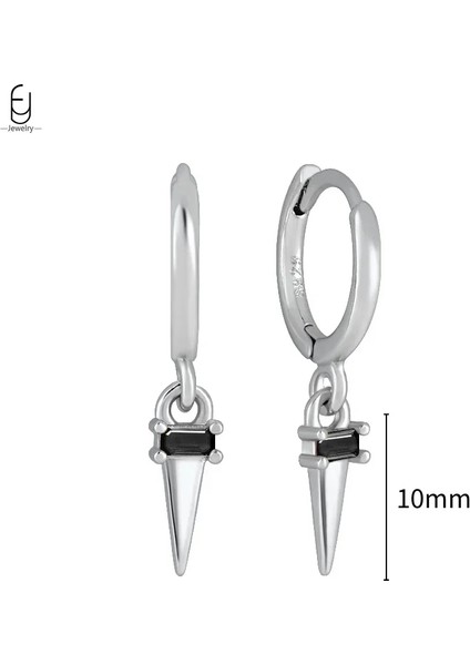 925 Ayar Gümüş Saplama Küpeler, Şık Halka Küpeler, Siyah Kolye Gümüş Küpeler, Yüksek Kaliteli Kadın Takı Hediyeleri (Yurt Dışından)