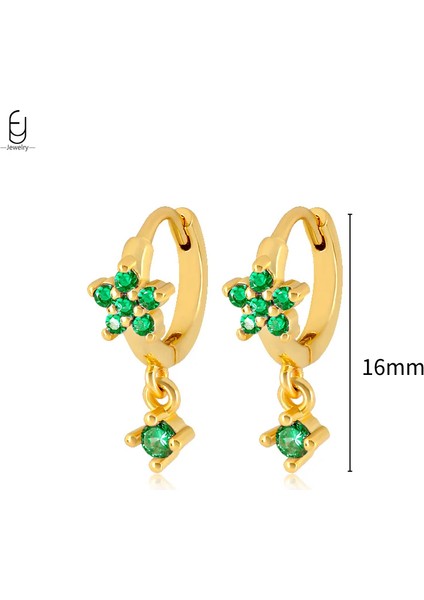 925 Ayar Gümüş Iğne Yeşil Zirkon Altın Küpe Kalp Şeklinde Küpe Kadın Zarif Küpe Süslemeleri Lüks Takı Hediyeler (Yurt Dışından)