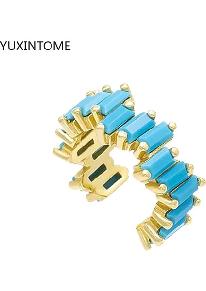 925 Gümüş Damızlık Turkuaz Halka Küpe Bayan Ins Tarzı Narin Çiçek Mavi Delici Huggie Küpe Takı (Yurt Dışından)