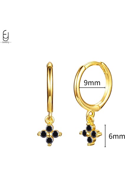 925 Ayar Gümüş Saplama Küpeler, Şık Halka Küpeler, Siyah Kolye Altın Küpeler, Yüksek Kaliteli Kadın Takı Hediyeleri (Yurt Dışından)