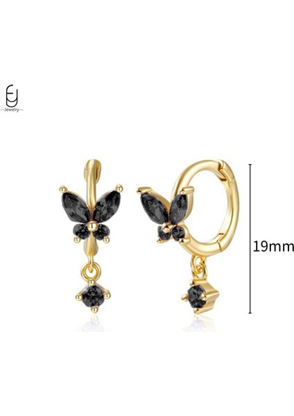 925 Ayar Gümüş Saplama Küpeler, Şık Halka Küpeler, Siyah Kolye Altın Küpeler, Yüksek Kaliteli Kadın Takı Hediyeleri (Yurt Dışından)