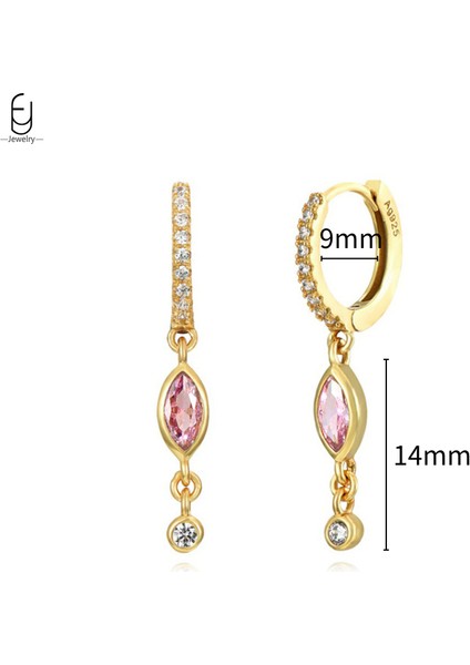 925 Ayar Gümüş Iğne Lüks Pembe Zirkon Altın Küpe Kadınlar Için Kalp Şeklinde Yıldız Kolye Küpe Parti Güzel Takı Hediyeler (Yurt Dışından)