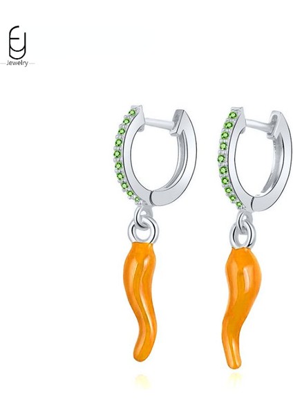 925 Ayar Gümüş Saplama Küpe Moda Halka Küpe Turuncu/sarı Kolye Altın Küpe Yüksek Takı Kadın Hediye (Yurt Dışından)