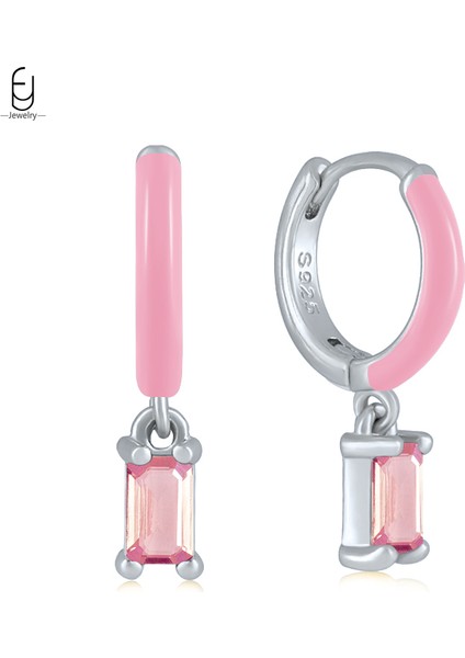 925 Ayar Gümüş Iğne Lüks Pembe Kolye Küpe Kadınlar Için Sevimli Kalp Şeklinde Gümüş Küpe Moda Takı Hediyeler (Yurt Dışından)