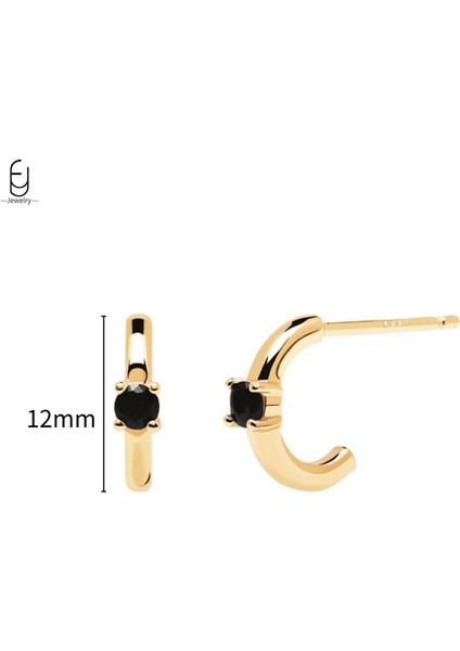 925 Ayar Gümüş Saplama Küpeler, Şık Halka Küpeler, Siyah Kolye Altın Küpeler, Yüksek Kaliteli Kadın Takı Hediyeleri (Yurt Dışından)