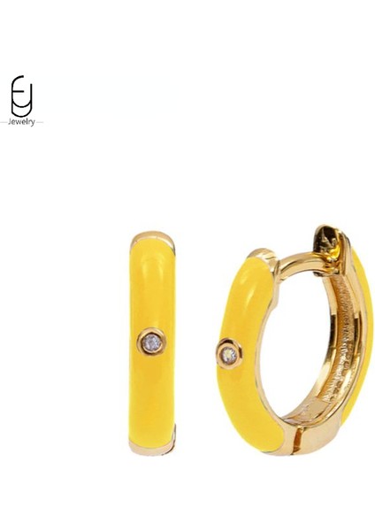 925 Ayar Gümüş Saplama Küpe Moda Halka Küpe Turuncu/sarı Kolye Altın Küpe Yüksek Takı Kadın Hediye (Yurt Dışından)